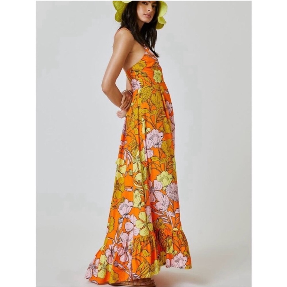 Plenty by Tracy Reese Retro Orange / Yellow Floral Dress. Size Small